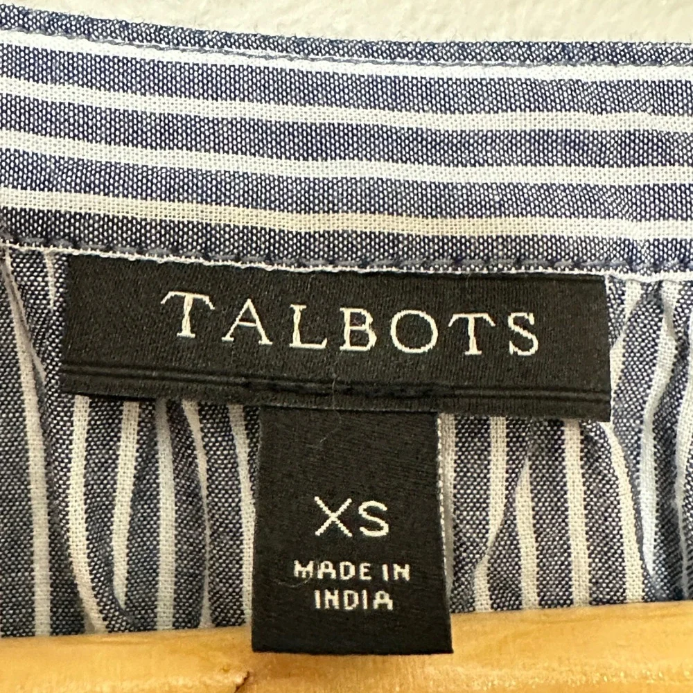 Talbots Floral Embroidered Striped Blouse Tunic‎ Womens XS Boho Lightweight Top